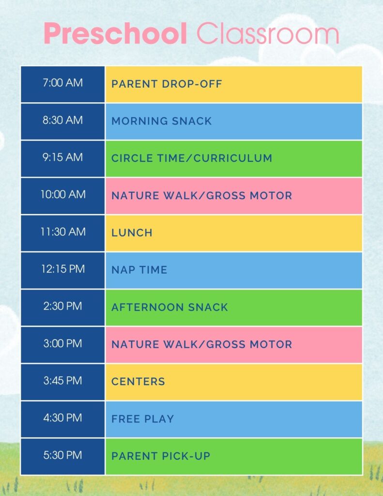 Preschool schedule at BKids Daycare & Preschool in Portland Oregon